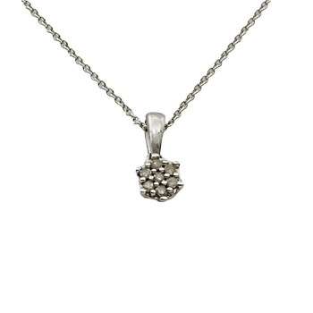 9ct White Gold Diamond Pendant with Chain